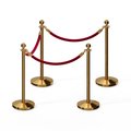 Montour Line Stanchion Post and Rope Kit Pol.Brass, 4 Ball Top3 Maroon Rope C-Kit-4-PB-BA-3-PVR-MN-PB